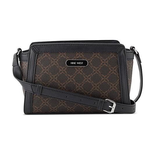Cartera Nine West Crossbody Aziel Brown Logo/Black