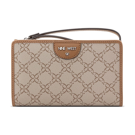 Billetera Nine West SLG Phone Wristlet Orin Mushroom Logo/Toffee
