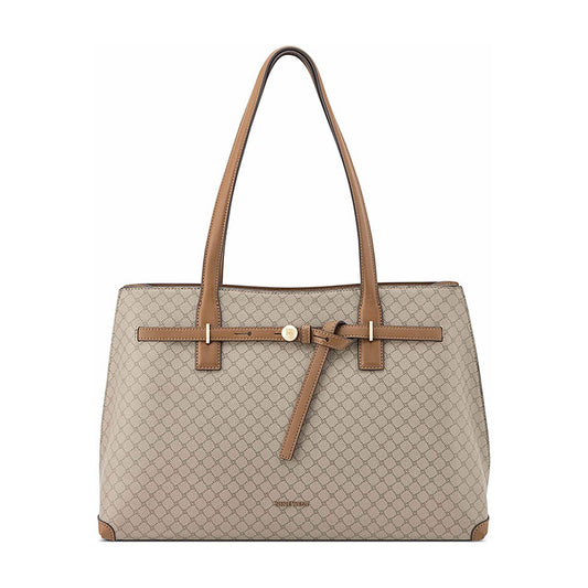 Cartera Nine West Laptop Tote Tayci Beige Logo/Toffee