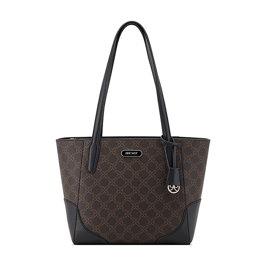 Cartera Nine West Small Tote Blaise Brown Logo/Black