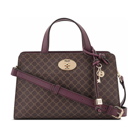Cartera Nine West Tote Khora Dark Brown Logo/Boysenberry