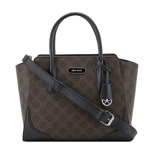 Cartera Nine West Satchel Blaise Brown Logo/Black