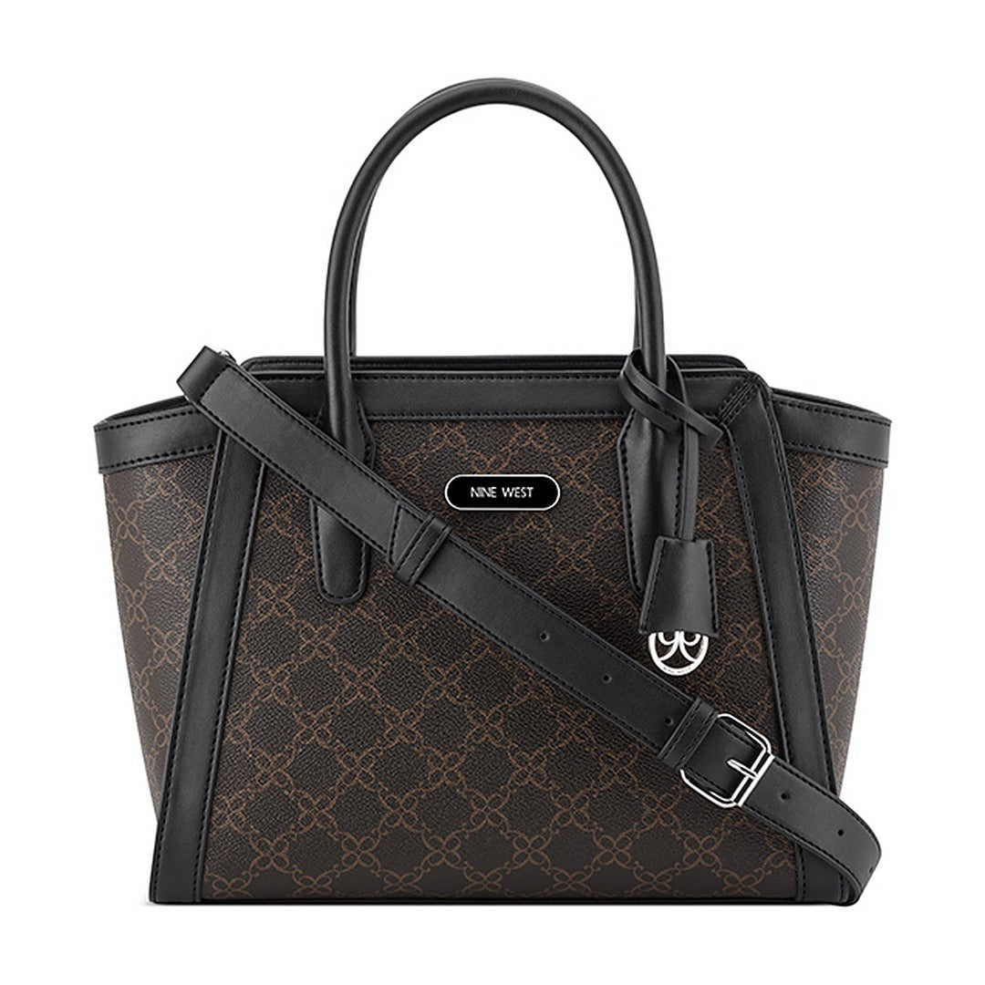 Cartera Nine West Satchel Aziel Brown Logo/Black