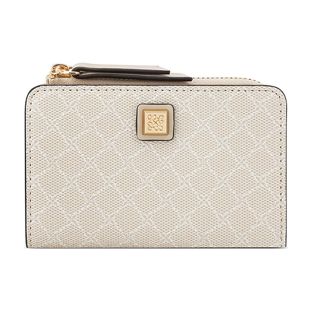 Billetera Nine West SLG Zip Around Card Case Khora Cream Logo/Beige
