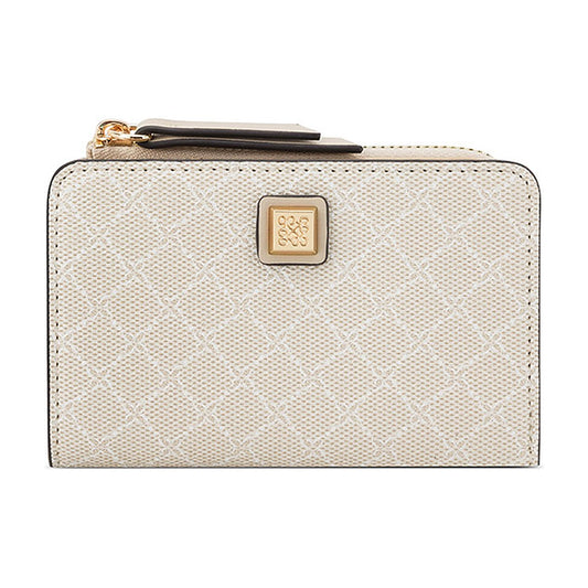 Billetera Nine West SLG Zip Around Card Case Khora Cream Logo/Beige
