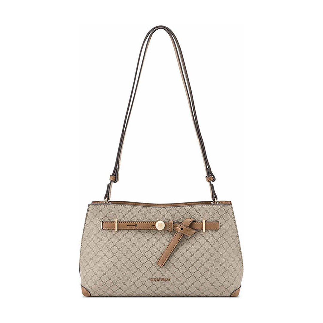 Cartera Nine West Convertible Shoulder Bag Vevina Beige Logo/Toffee