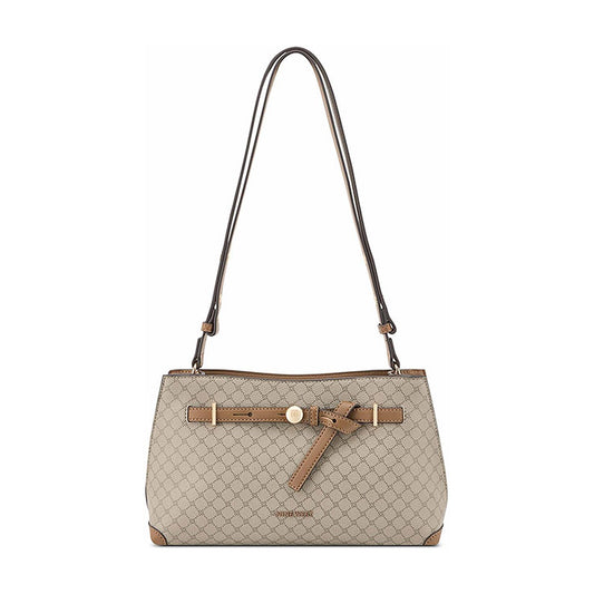 Cartera Nine West Convertible Shoulder Bag Vevina Beige Logo/Toffee